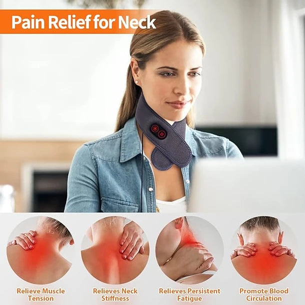 Masajeador 💆 Térmico De Cuello 2 en 1 (Vibración 📳 y Terapia Calor🌡️)