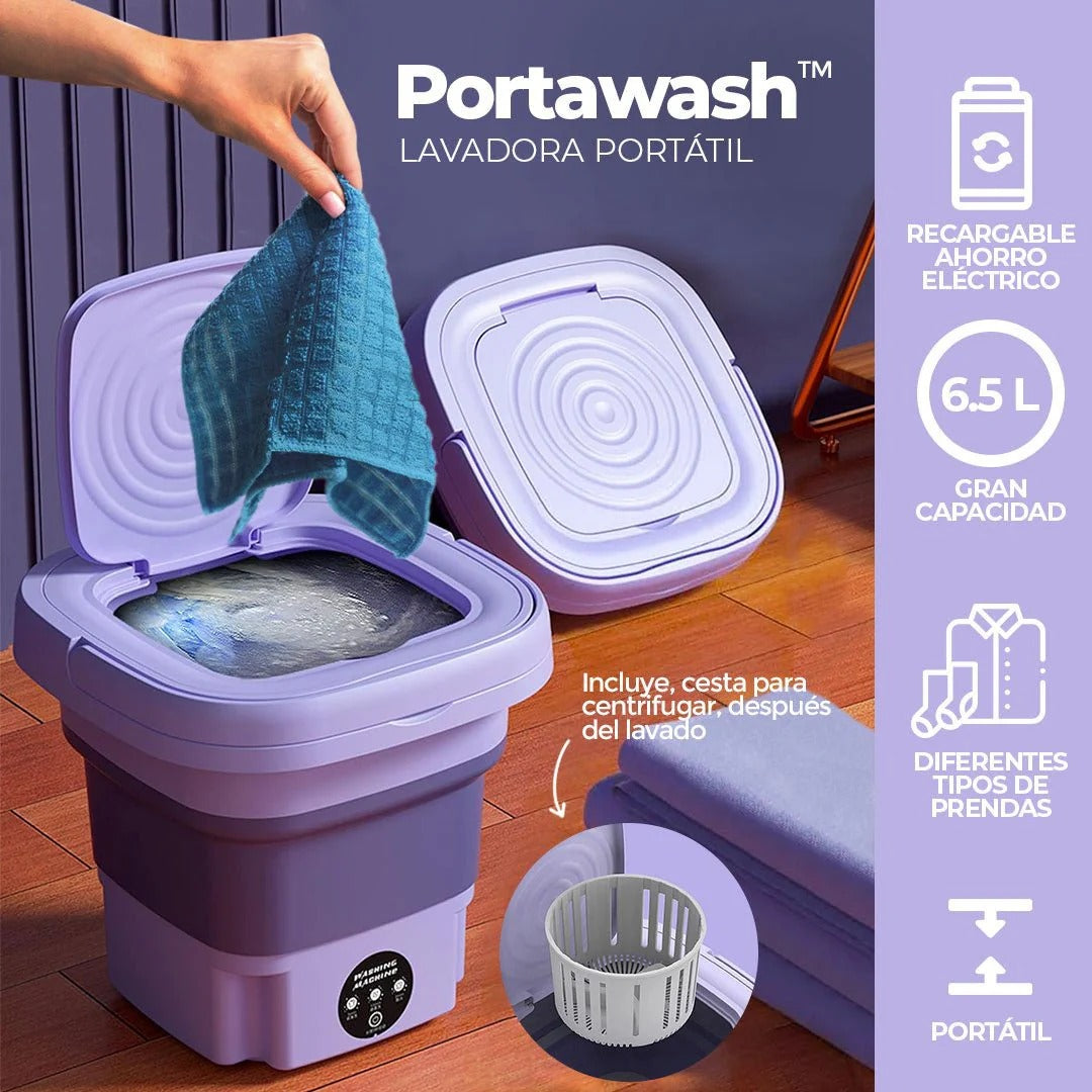 🌿 EcoWash Mini Lavadora Portátil plegable + Cubo Secador🌀♻️