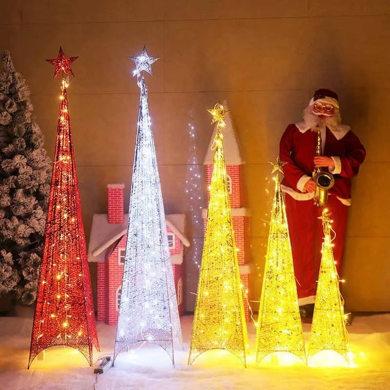 Árbol Pino Navidad 🎄Glitter Triangular Con Luces LED🎅