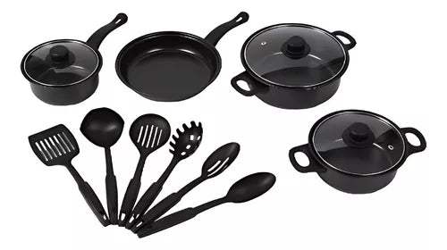 Set de Ollas 🍳 Antiadherentes de 13 Pcs 👨🍳 (Incluye Utensidios de Cocina)