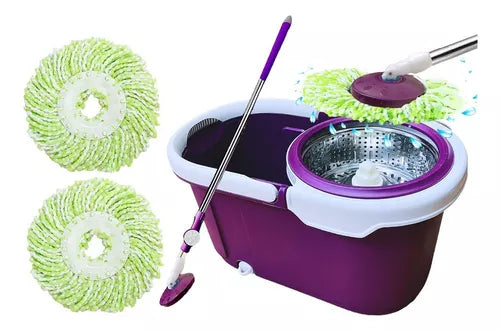 Mopa Giratoria Auto Exprimible🧹 + Balde + Mopa de Repuesto 🎁