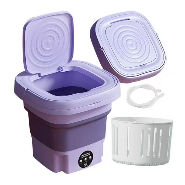 🌿 EcoWash Mini Lavadora Portátil plegable + Cubo Secador🌀♻️