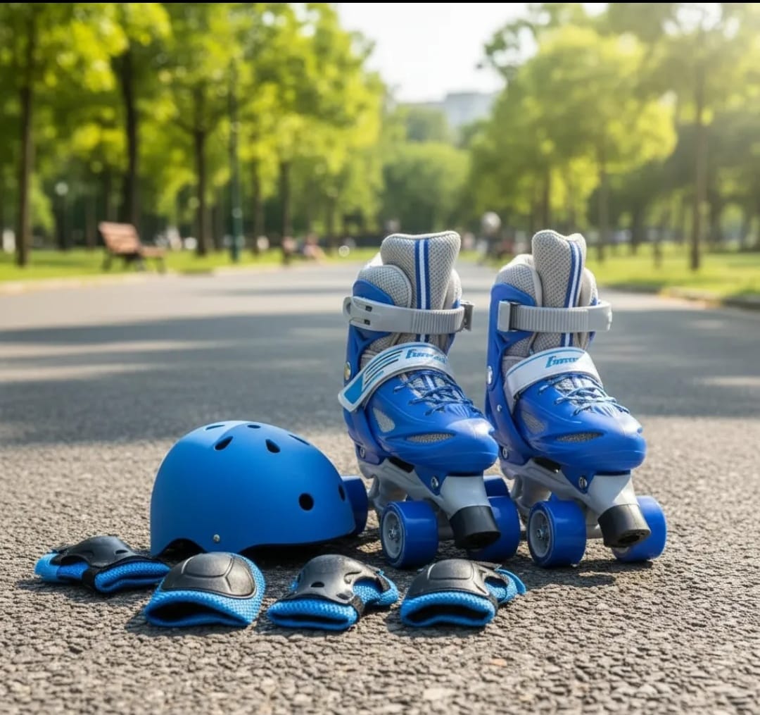 🛼 Patines ROLLER Ajustables 4 Ruedas para Niños+Casco, Rodilleras, Coderas y Muñequeras de REGALO🔥