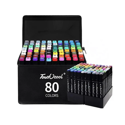 Set 80 Marcadores Doble Punta Con Estuche Plumones Artístico🔴🟠🟡🟢🔵⬛