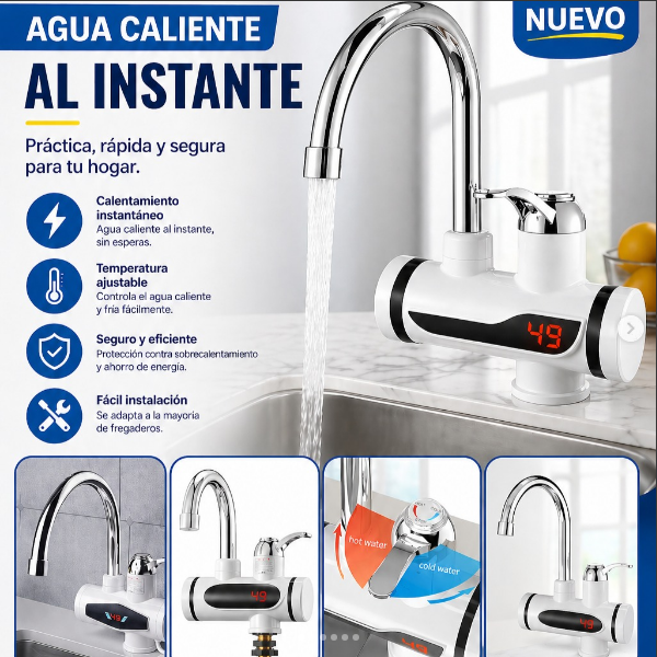 🔥 Grifo Calentador de Agua Eléctrico Instantáneo🚿