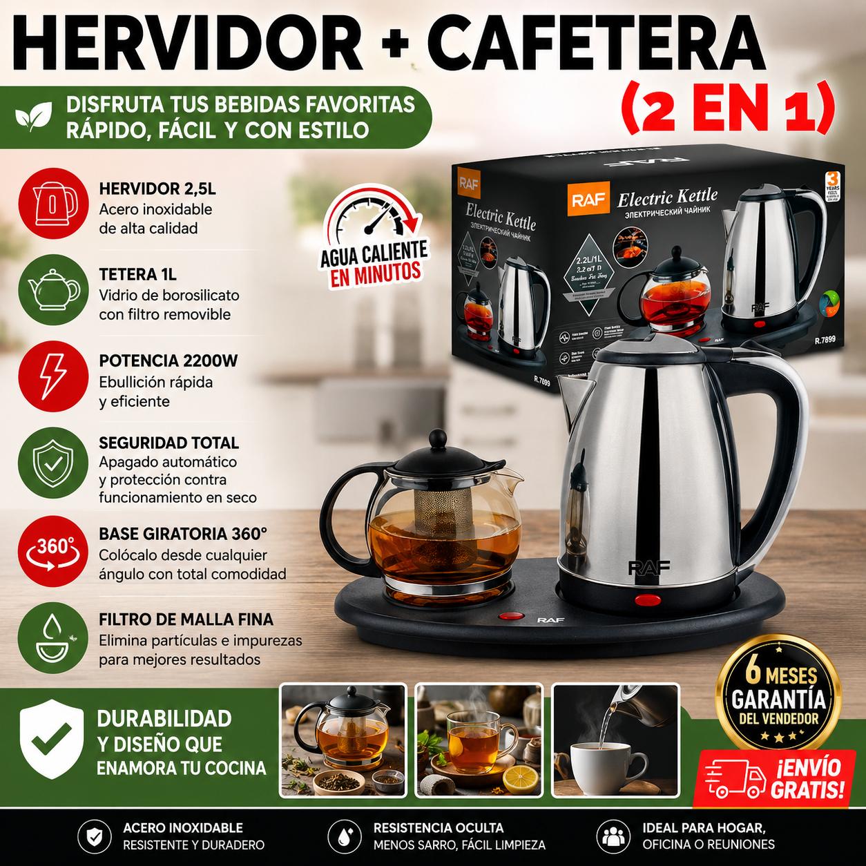 ☕SET de Hervidor Calentador Agua Eléctrico + Cafetera Eléctrica✨