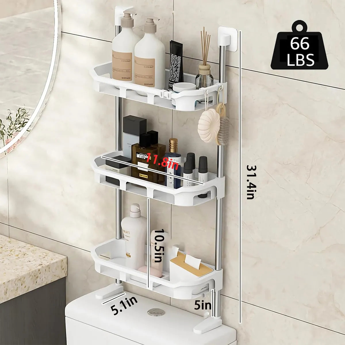 Estante Organizador de Baño WC de 3 Niveles🛁 – Práctico y Moderno💧