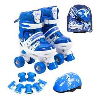 🛼 Patines ROLLER Ajustables 4 Ruedas para Niños+Casco, Rodilleras, Coderas y Muñequeras de REGALO🔥