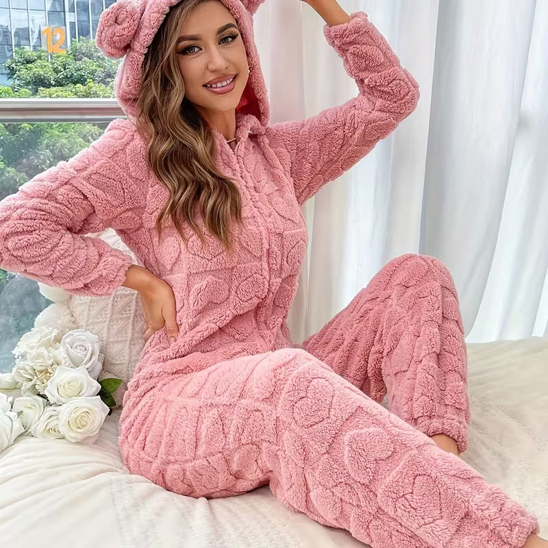🧥Pijama de Corazones con Capucha❄️ PARA EL INVIERNO